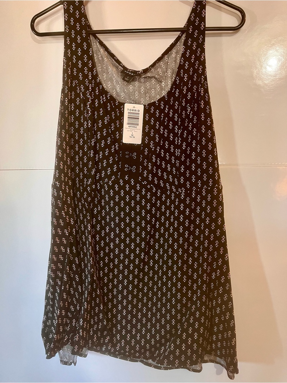 torrid Black Printed Swing Tank with Mini Geometric Print